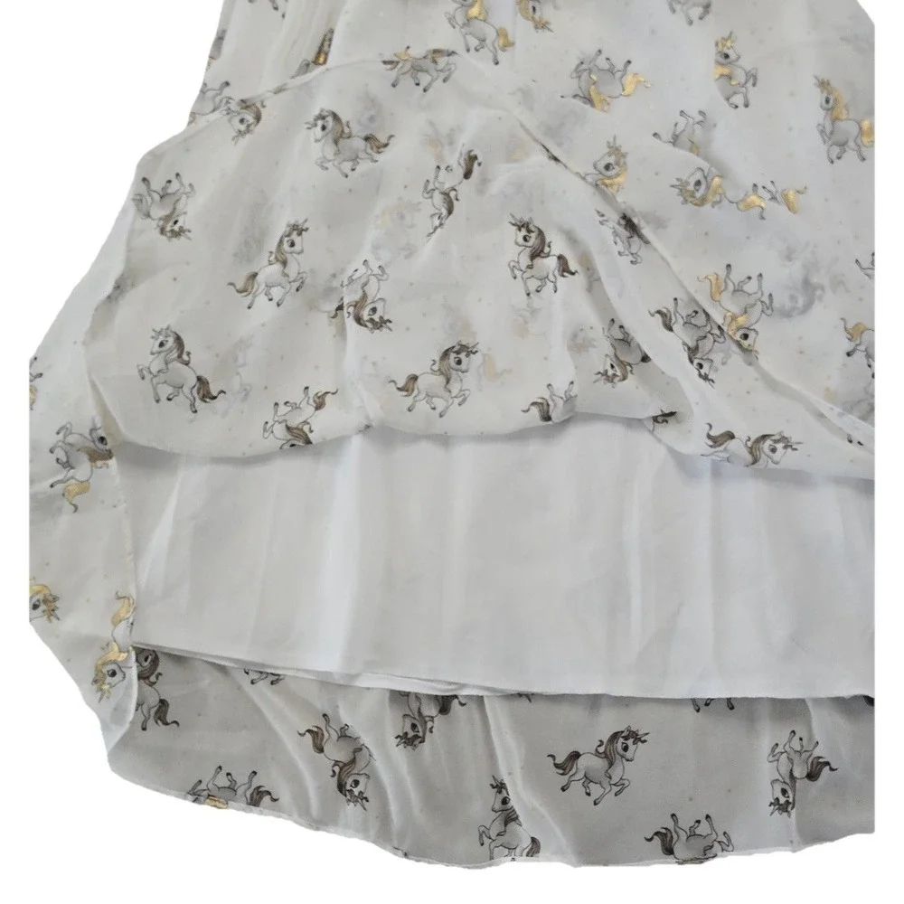 Vtg Jackpot Skirt One Size White Gold Unicorn‎ Print Midi Boho Festival Art NEW